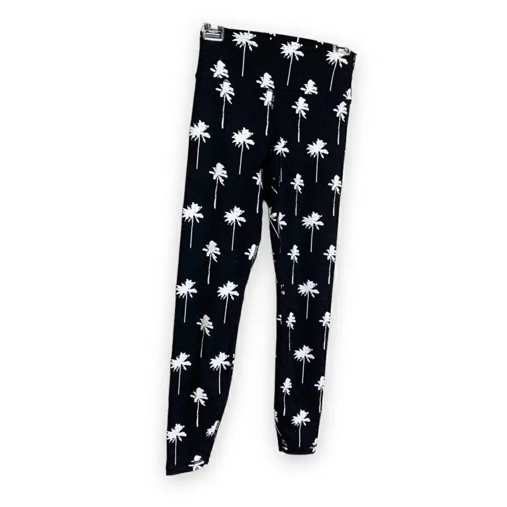 Spiritual Gangster Palm Tree Leggings Women's Size Small Black White High Rise S
